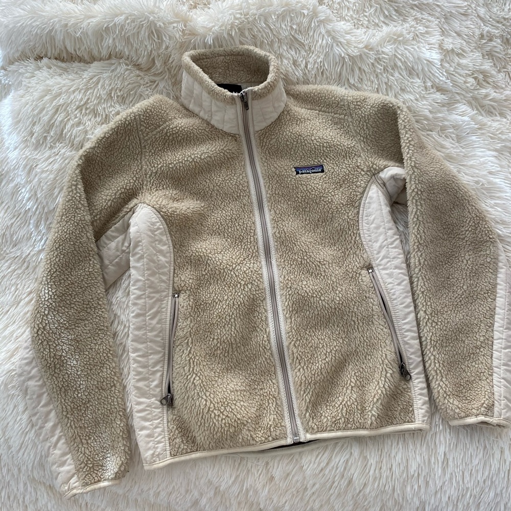 Retro Patagonia Jacket Sherpa Cream Size Small
